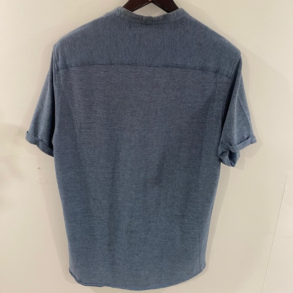 ONLY & SONS Collarless Slim Fit Button-Down Short Sleeve Shirt - Picture 6 of 12